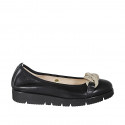 Woman's ballerina shoe with chain in black leather wedge heel 3 - Available sizes:  32