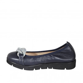 Ballerina da donna con catena in pelle blu zeppa 3 - Misure disponibili: 32 2