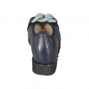 Woman's ballerina shoe with chain in blue leather wedge heel 3 - Available sizes:  32