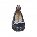 Woman's ballerina shoe with chain in blue leather wedge heel 3 - Available sizes:  32