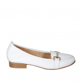 Woman's mocassin in white leather with accessory heel 2 - Available sizes:  45
