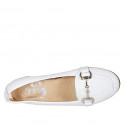 Woman's mocassin in white leather with accessory heel 2 - Available sizes:  45