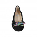 Woman's ballerina shoe in black suede with multicolored bow heel 2 - Available sizes:  32, 43