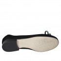 Ballerina da donna in camoscio nero con fiocco multicolor tacco 2 - Misure disponibili: 32, 43