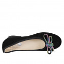 Bailarina para mujer en gamuza negra con moño multicolor tacon 2 - Tallas disponibles:  32, 43