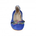 Ballerina da donna in camoscio bluette con fiocco multicolor tacco 2 - Misure disponibili: 32, 33, 42, 43, 44