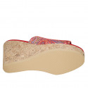 Sabot da donna in pelle rossa stampata multicolor con plateau e zeppa 9 - Misure disponibili: 42, 43