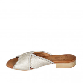 Chanclas con estrás para mujer en piel laminada platino tacon 2 - Tallas disponibles:  33 2