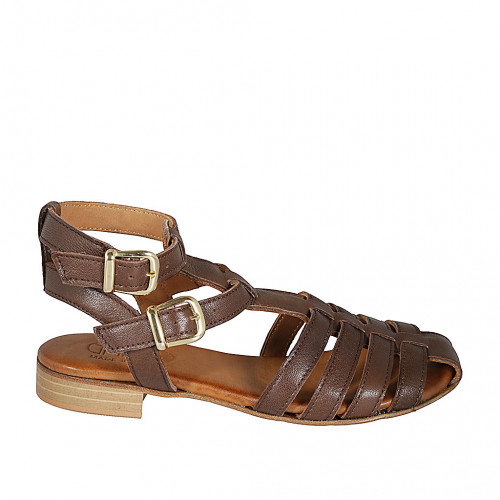 Woman's sandal with ankle straps in...