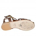 Woman's sandal with ankle straps in brown leather heel 2 - Available sizes:  32, 33, 42