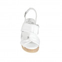 Woman's platform sandal in white leather wedge heel 7 - Available sizes:  43