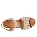 Woman's sandal with strap, platform and knot in light rose leather wedge heel 7 - Available sizes:  43