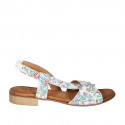 Woman's sandal with elastic band in multicolored printed white leather heel 2 - Available sizes:  42