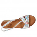 Woman's sandal with elastic band in multicolored printed white leather heel 2 - Available sizes:  42