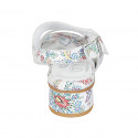 Woman's sandal in multicolored printed white leather heel 3 - Available sizes:  32, 43, 44, 45