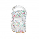 Sandale pour femmes en cuir blanc imprimé multicouleur talon 3 - Pointures disponibles:  32, 43, 44, 45