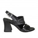 Sandalo da donna in pelle nera tacco 7 - Misure disponibili: 32