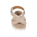 Woman's sandal in light rose leather with crossed bands wedge heel 3 - Available sizes:  32