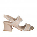 Sandale pour femmes en cuir rose clair avec strass talon 5 - Pointures disponibles:  32, 42