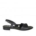 Sandale pour femmes avec elastique en cuir noir talon 2 - Pointures disponibles:  32