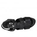 Sandalo con cinturino da donna in pelle nera tacco 5 - Misure disponibili: 42