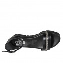 Scarpa aperta da donna con cinturino e strass in pelle nera zeppa 3 - Misure disponibili: 32, 42