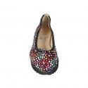Bailarina para mujer en gamuza negra estampada multicolor con moño y puntera cuña 4 - Tallas disponibles:  32, 42