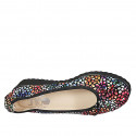 Bailarina para mujer en gamuza negra estampada multicolor con moño y puntera cuña 4 - Tallas disponibles:  32, 42