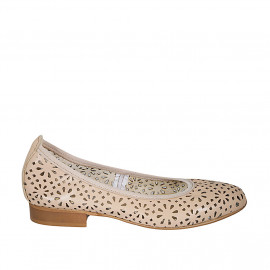Ballerine pour femmes en cuir perforé rose clair talon 2 - Pointures disponibles:  32