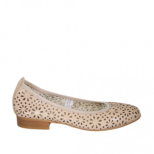 Ballerine pour femmes en cuir perforé rose clair talon 2 - Pointures disponibles:  32