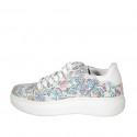 Scarpa stringata da donna in pelle bianca e stampata mosaico multicolor con cerniera e plantare estraibile zeppa 4 - Misure disponibili: 44