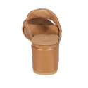Woman's mules in cognac brown leather heel 5 - Available sizes:  32, 43, 44