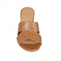 Woman's mules in cognac brown leather heel 5 - Available sizes:  32, 43, 44