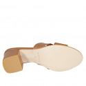Mule para mujer en piel cognac tacon 5 - Tallas disponibles:  32, 43, 44