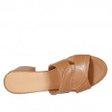 Mule para mujer en piel cognac tacon 5 - Tallas disponibles:  32, 43, 44