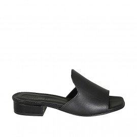 Mules en cuir noir talon 2 - Pointures disponibles:  32, 33