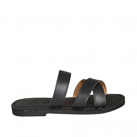 Mule para mujer en piel negra tacon 1 - Tallas disponibles:  42