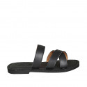 Mule para mujer en piel negra tacon 1 - Tallas disponibles:  42
