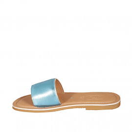 Sabot da donna in pelle laminata azzurra tacco 1 - Misure disponibili: 42, 43 2