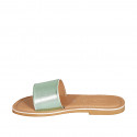 Woman's mules in light green laminated leather heel 1 - Available sizes:  32, 42, 43