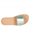Woman's mules in light green laminated leather heel 1 - Available sizes:  32, 42, 43