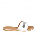 Mule pour femmes en cuir blanc et cuir verni argent talon 1 - Pointures disponibles:  42