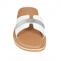 Mule pour femmes en cuir blanc et cuir verni argent talon 1 - Pointures disponibles:  42