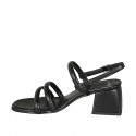 Sandale pour femmes en cuir noir talon 5 - Pointures disponibles:  42