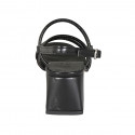 Woman's sandal in black leather heel 5 - Available sizes:  42