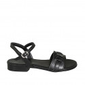 Sandale pour femmes avec courroie en cuir noir talon 1 - Pointures disponibles:  33