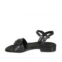 Sandale pour femmes avec courroie en cuir noir talon 1 - Pointures disponibles:  33