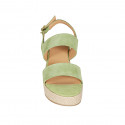 Woman's sandal with platform in green suede wedge heel 6 - Available sizes:  31, 44, 45
