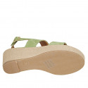 Sandalo da donna con plateau in camoscio verde zeppa 6 - Misure disponibili: 31, 44, 45