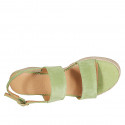 Sandalo da donna con plateau in camoscio verde zeppa 6 - Misure disponibili: 31, 44, 45